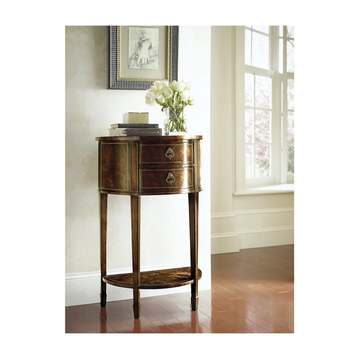 Crotch Walnut Demilune Narrow Console