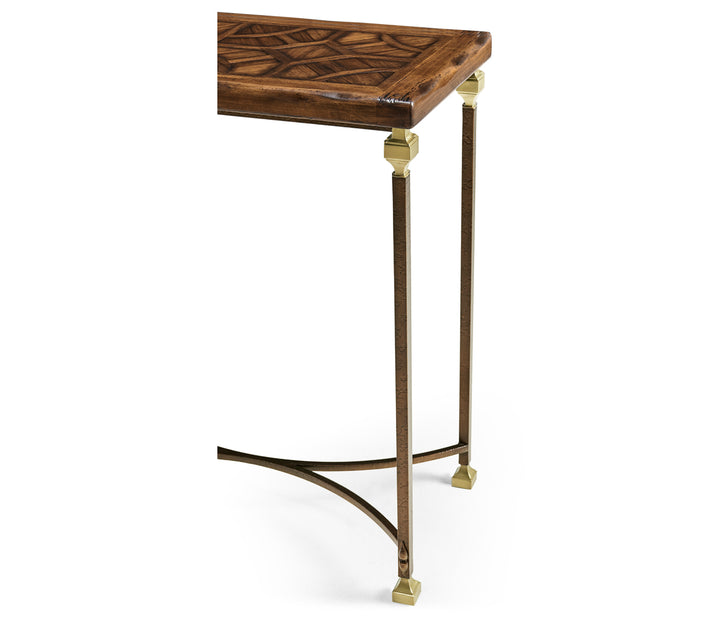 Argentinian Walnut Parquetry & Iron Console