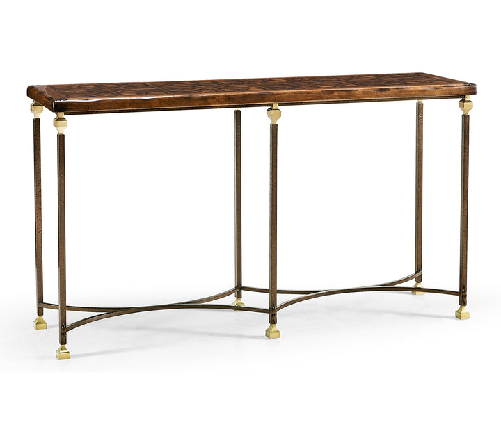 Argentinian Walnut Parquetry & Iron Console