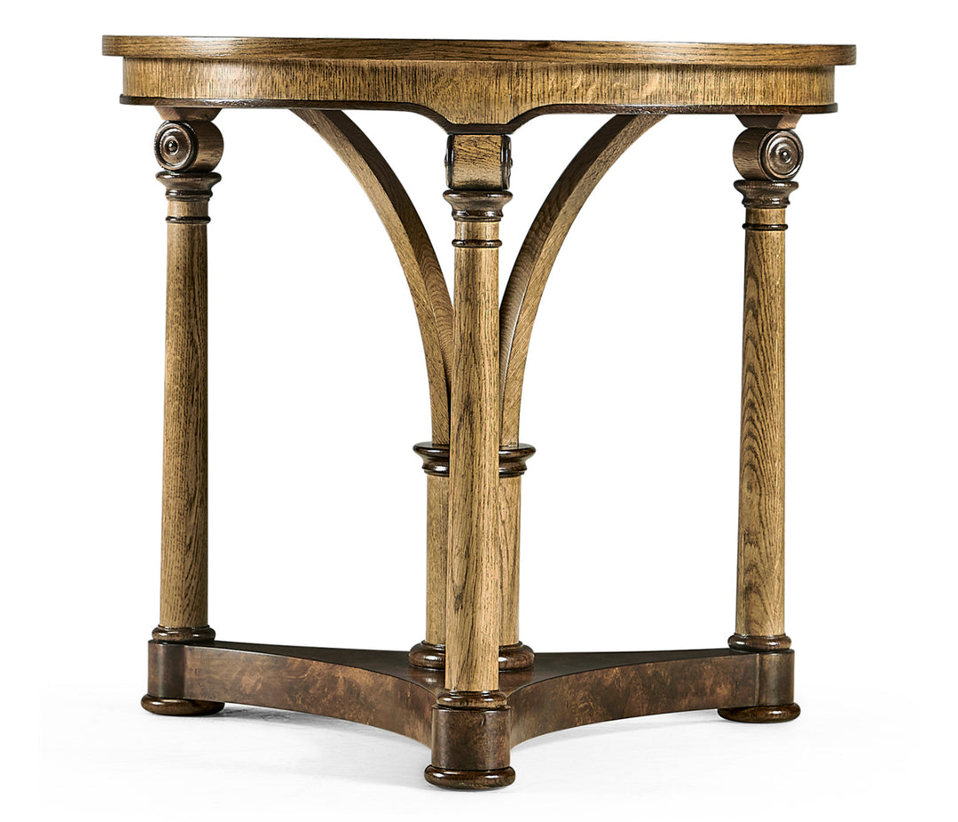 Round English Brown Oak Lamp Table