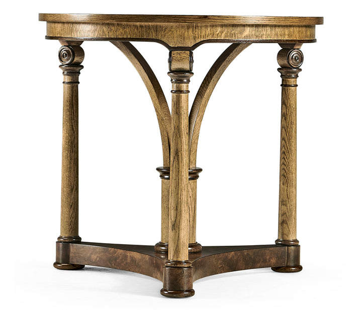 Round English Brown Oak Lamp Table