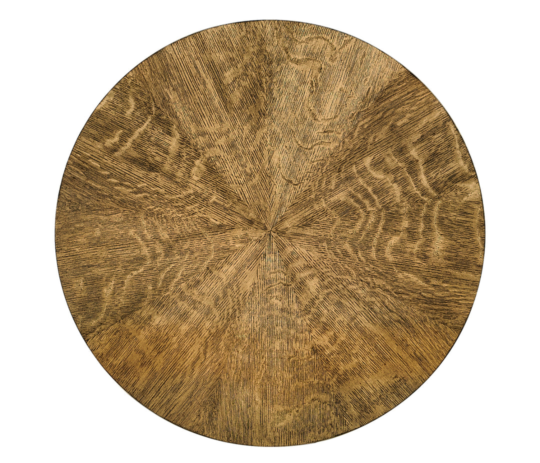 Round English Brown Oak Lamp Table