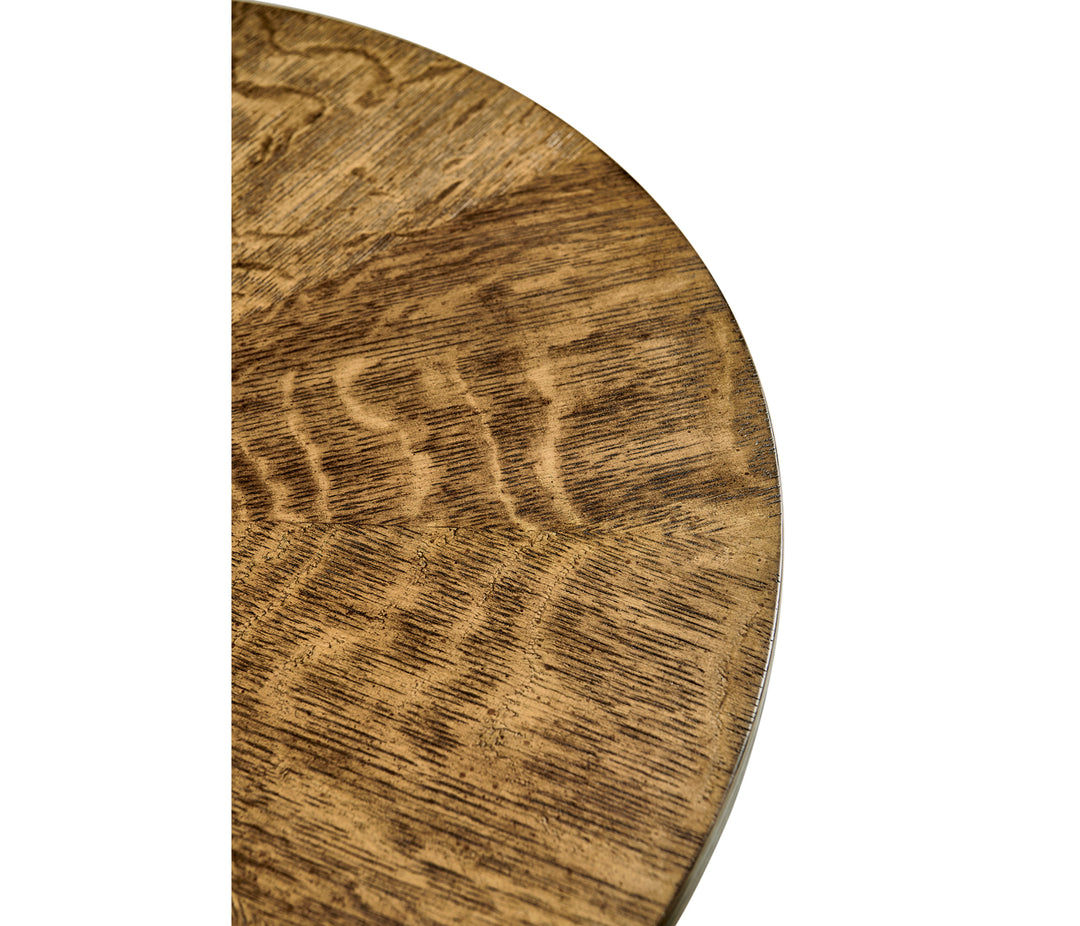 Round English Brown Oak Lamp Table