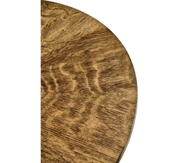 Round English Brown Oak Lamp Table
