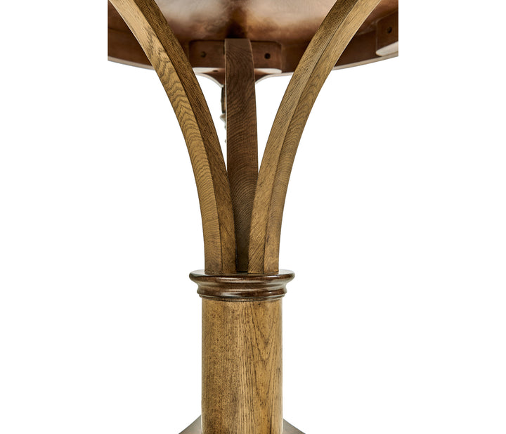 Round English Brown Oak Lamp Table