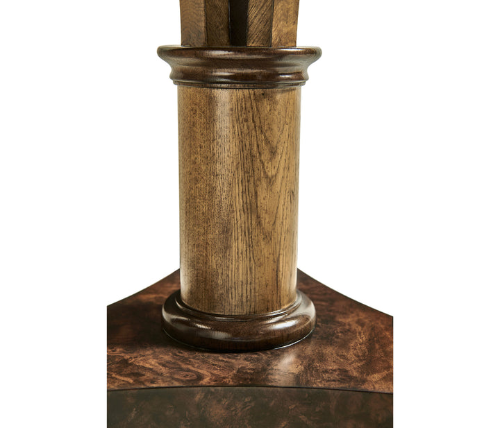 Round English Brown Oak Lamp Table