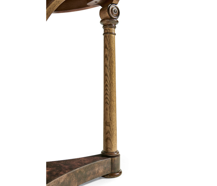 Round English Brown Oak Lamp Table