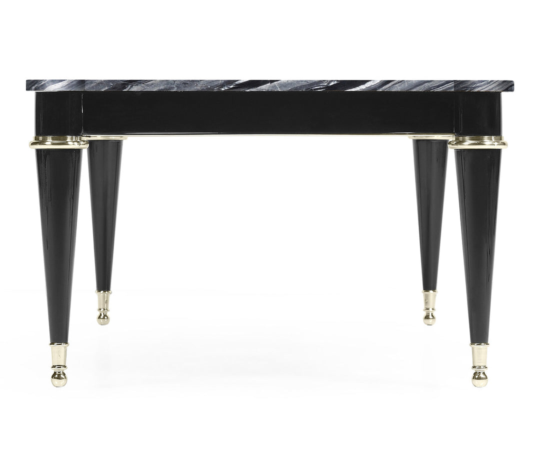 Madison Piano Black Cocktail Table with Grey Wave Marble Top
