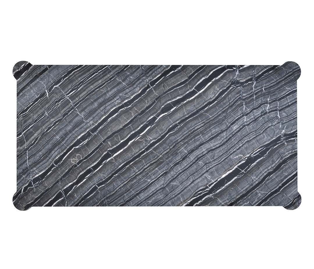 Madison Piano Black Cocktail Table with Grey Wave Marble Top