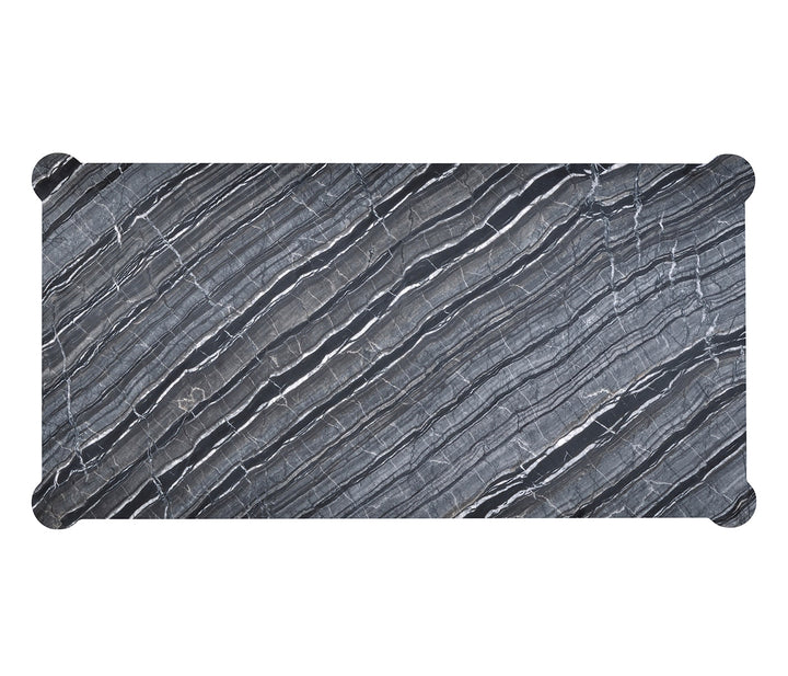 Madison Piano Black Cocktail Table with Grey Wave Marble Top