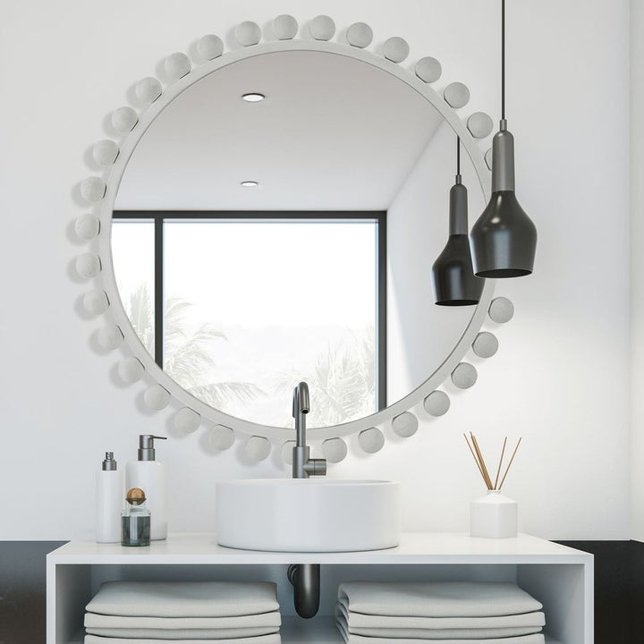 Cyra Round Mirror - White