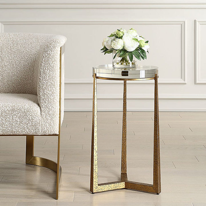 Midas Round Accent Table - Gold
