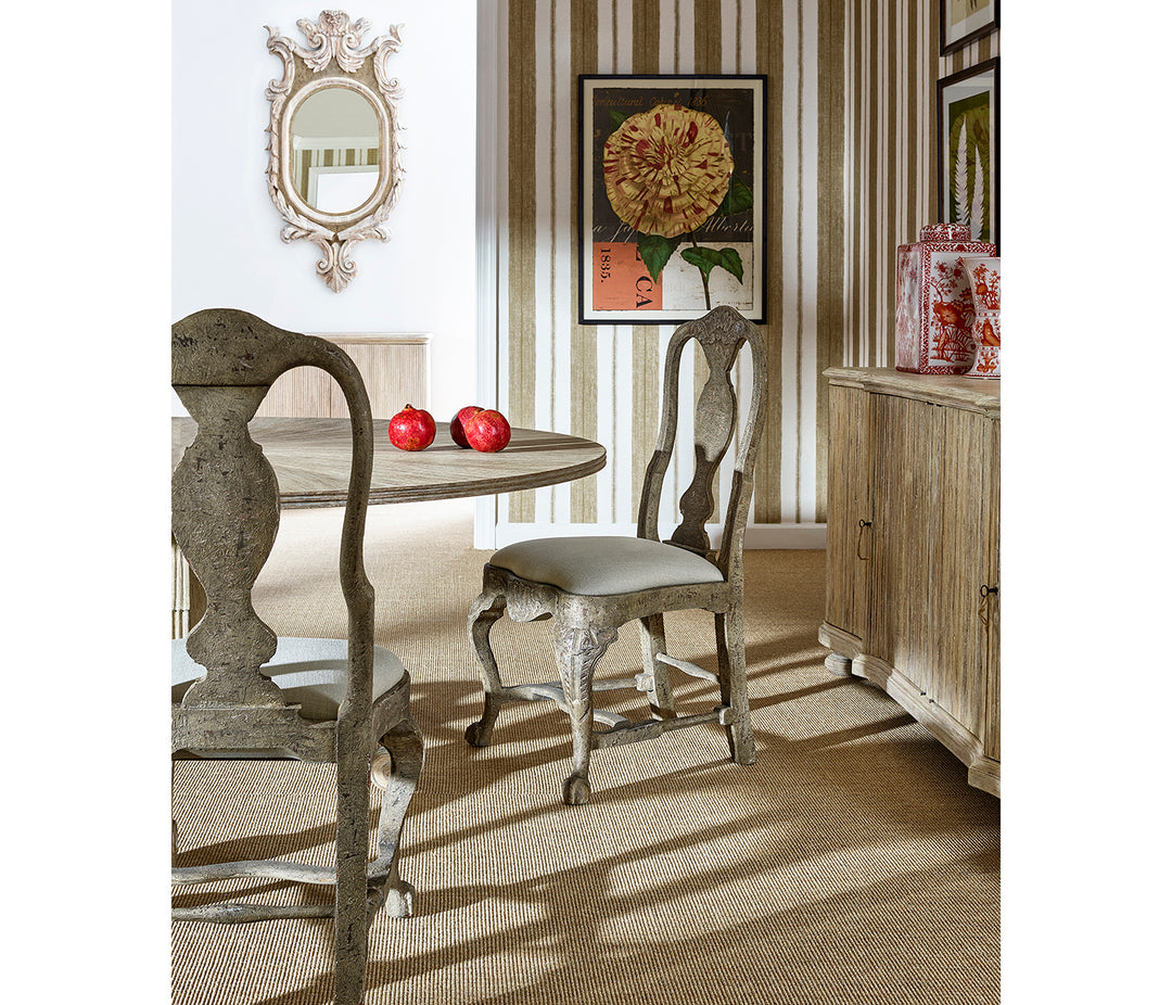 Lacock 70" Venetian White Oak Dining Table with Silver Gilding