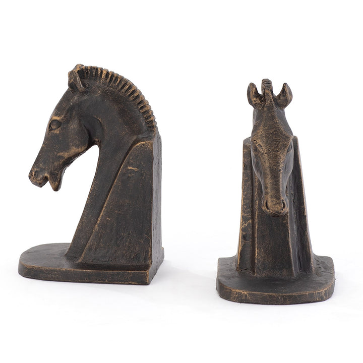 Trojan Horse Head Bookends - Bronze