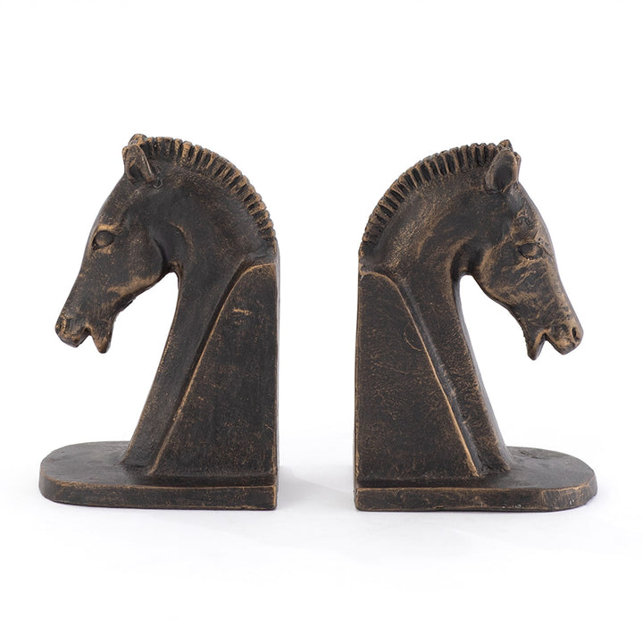 Trojan Horse Head Bookends - Bronze