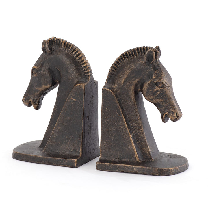 Trojan Horse Head Bookends - Bronze