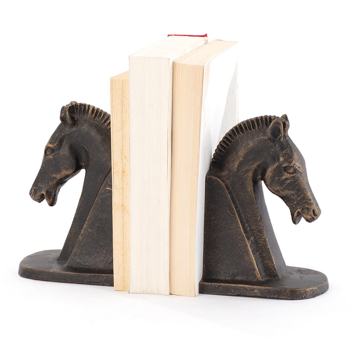 Trojan Horse Head Bookends - Bronze