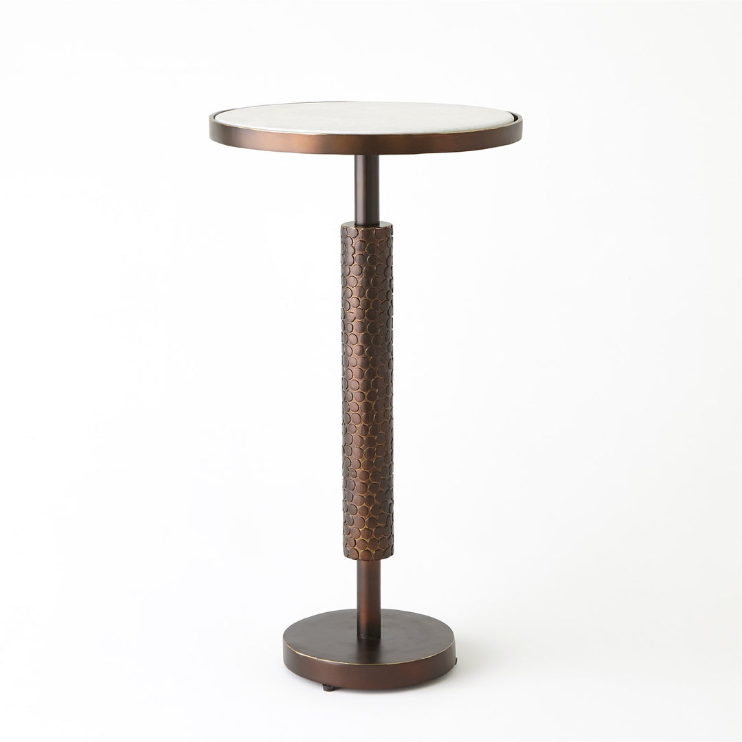 Hammered Martini Table - Bronze with White Marble