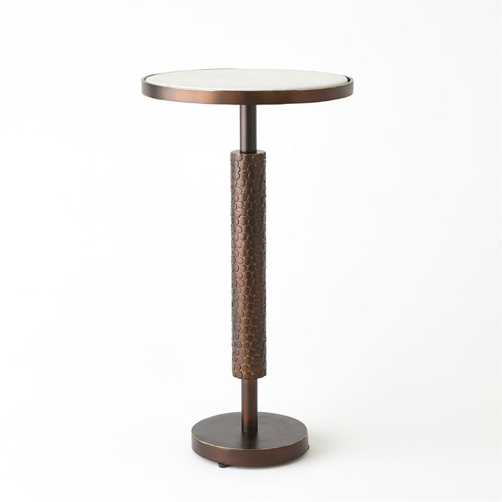 Hammered Martini Table - Bronze with White Marble