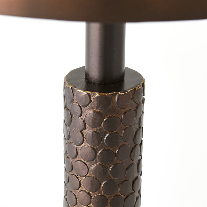 Hammered Martini Table - Bronze with White Marble