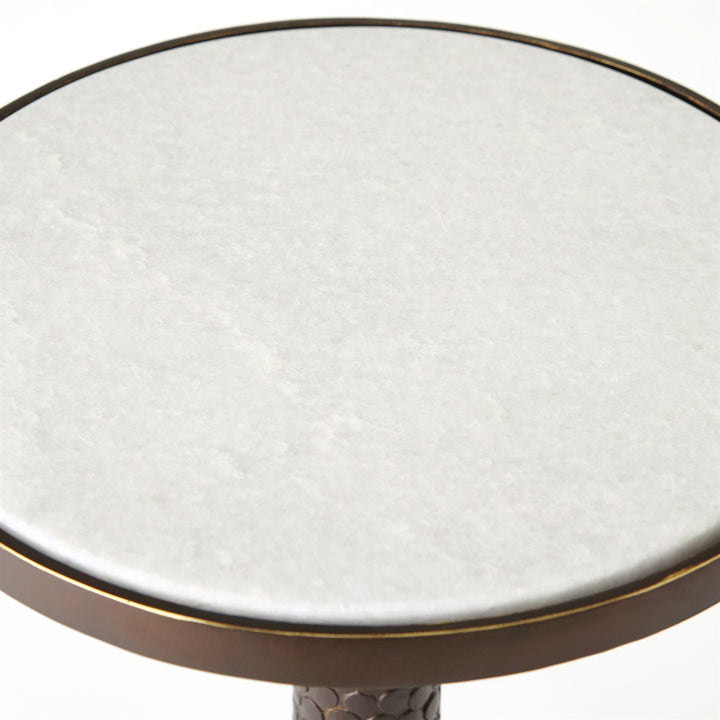 Hammered Martini Table - Bronze with White Marble