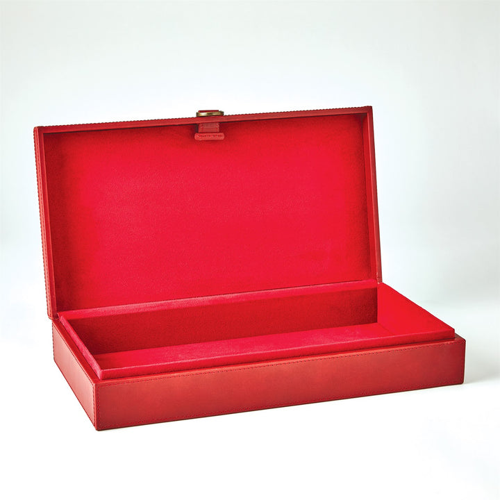 Marbled Leather D Ring Box - Deep Red - Large