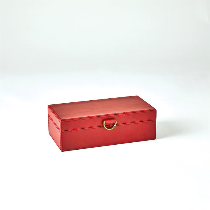 Marbled Leather D Ring Box - Deep Red - Small