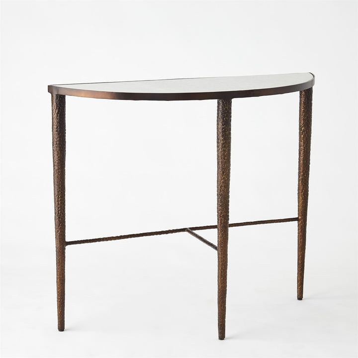 Hammered Console - Bronze with White Marble