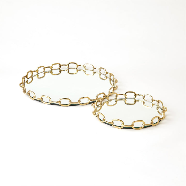Linked Mirrored Tray - Brass - Small