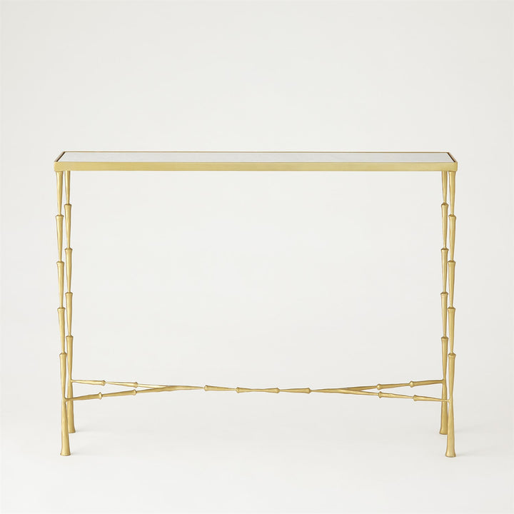 Spike Console - Antique Brass w/White Marble