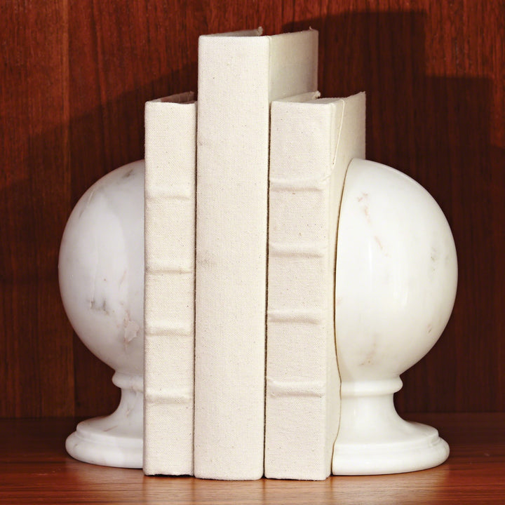 Set of 2 Marble Sphere Bookends
