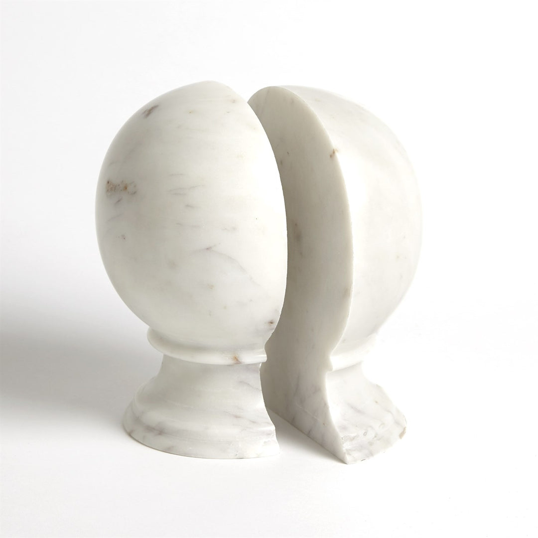 Set of 2 Marble Sphere Bookends