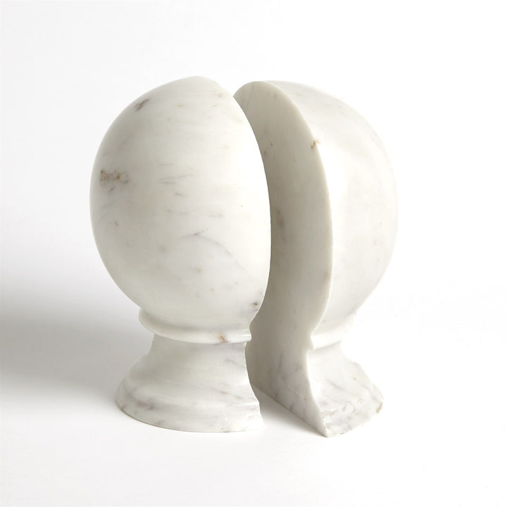 Set of 2 Marble Sphere Bookends