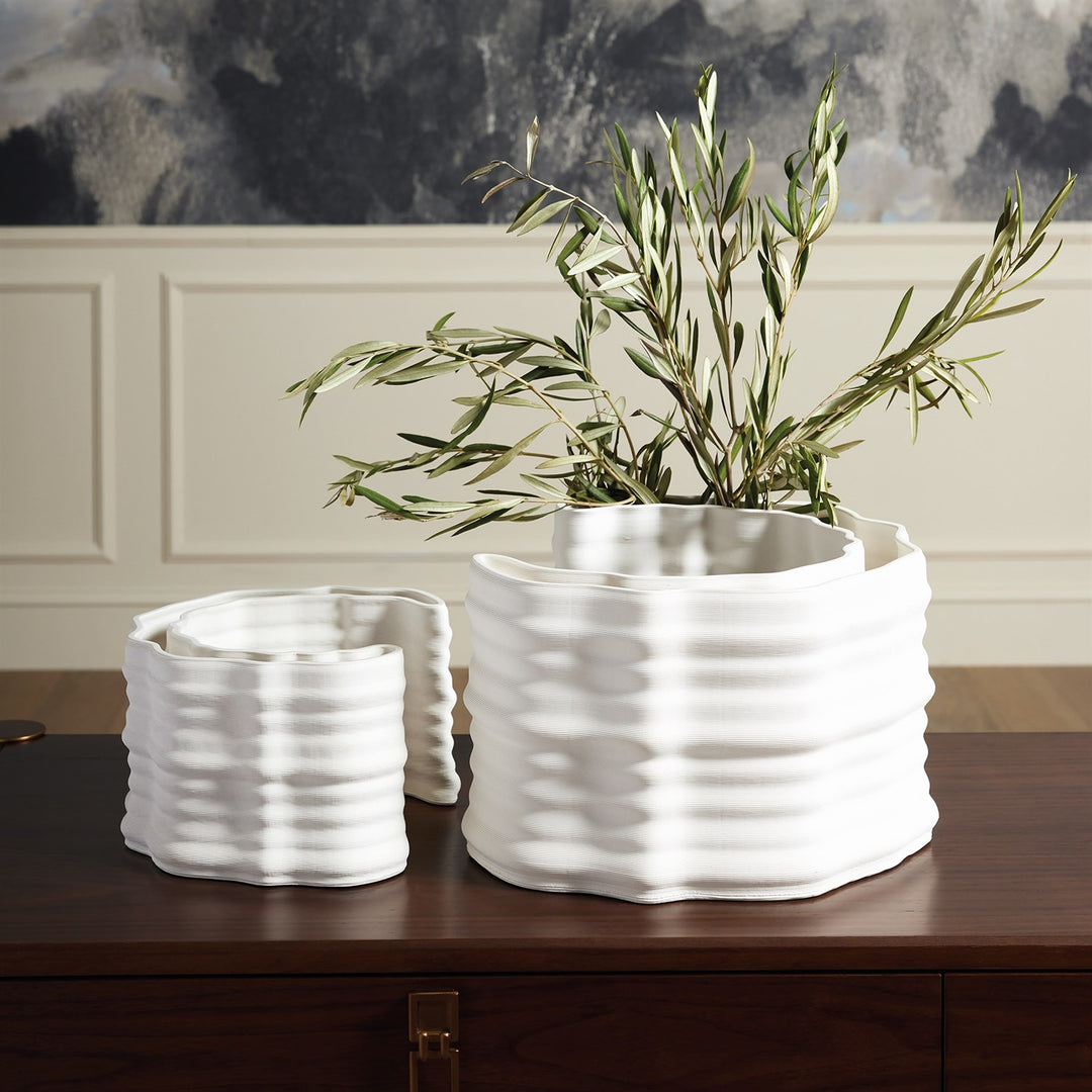 Crescent Printed Vase - Matte White - Large