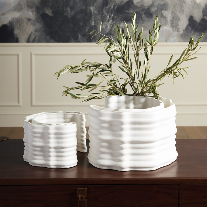 Crescent Printed Vase - Matte White - Large