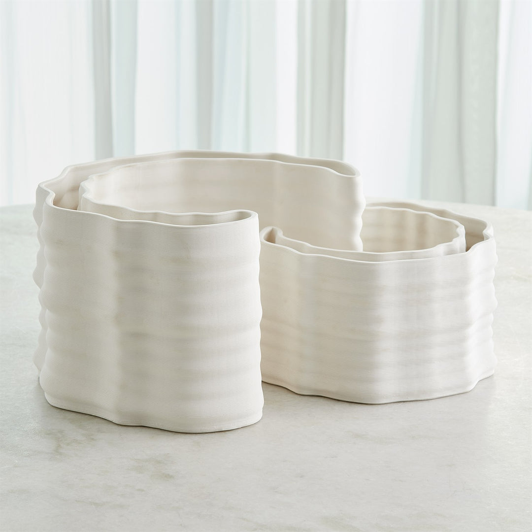 Crescent Printed Vase - Matte White - Large