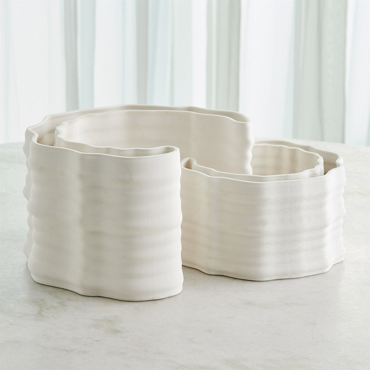 Crescent Printed Vase - Matte White - Large