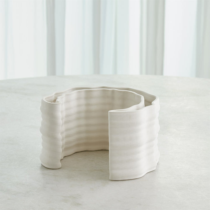 Crescent Printed Vase - Matte White - Small