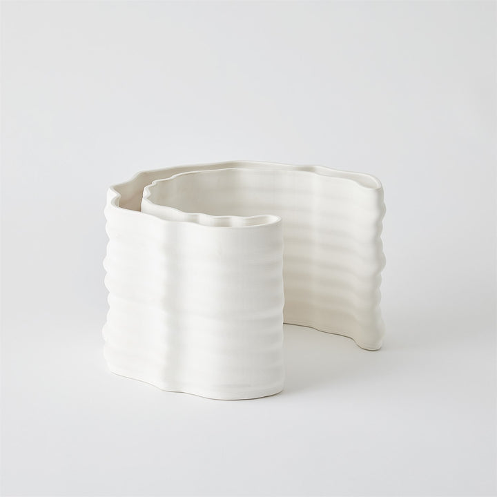Crescent Printed Vase - Matte White - Large