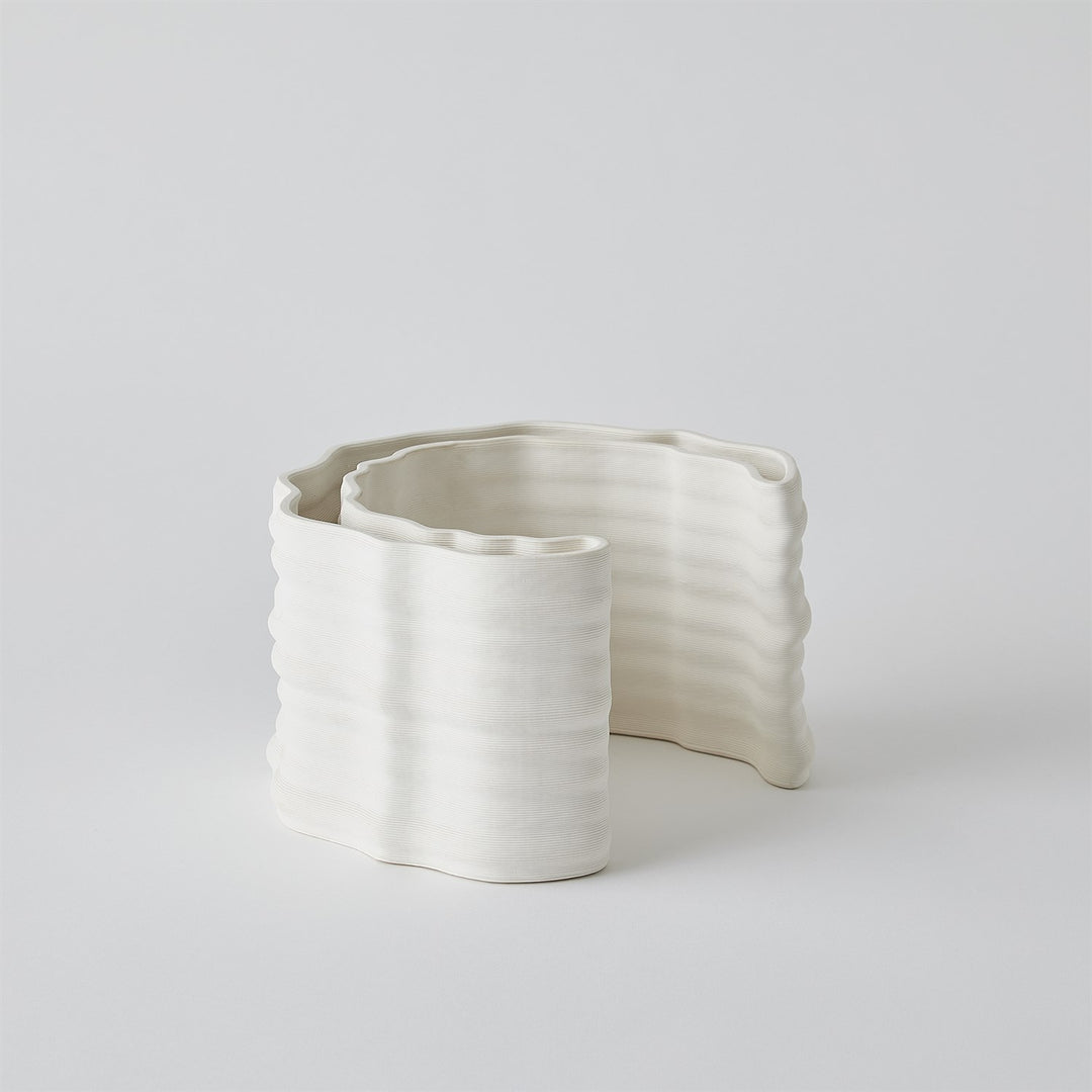 Crescent Printed Vase - Matte White - Small