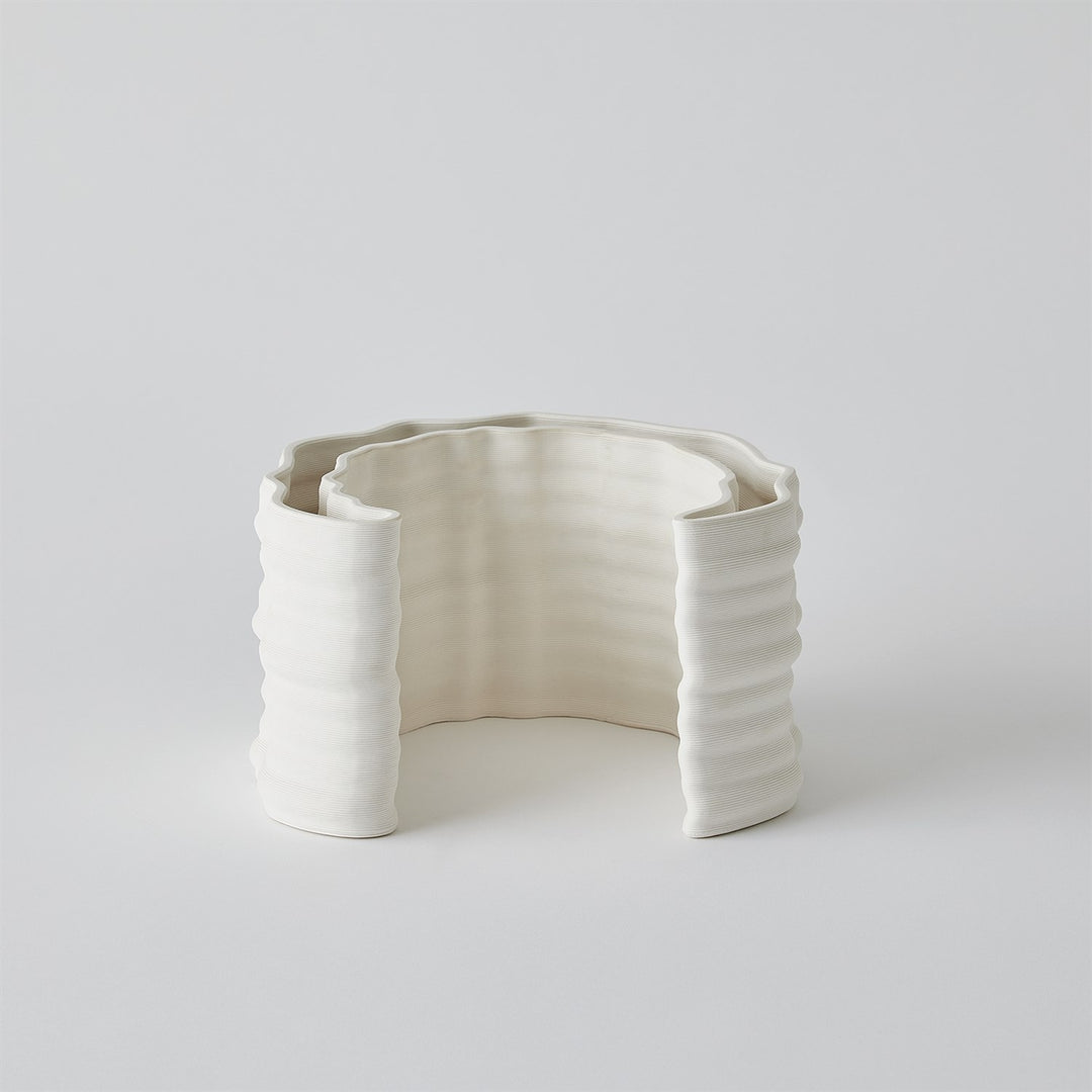 Crescent Printed Vase - Matte White - Small