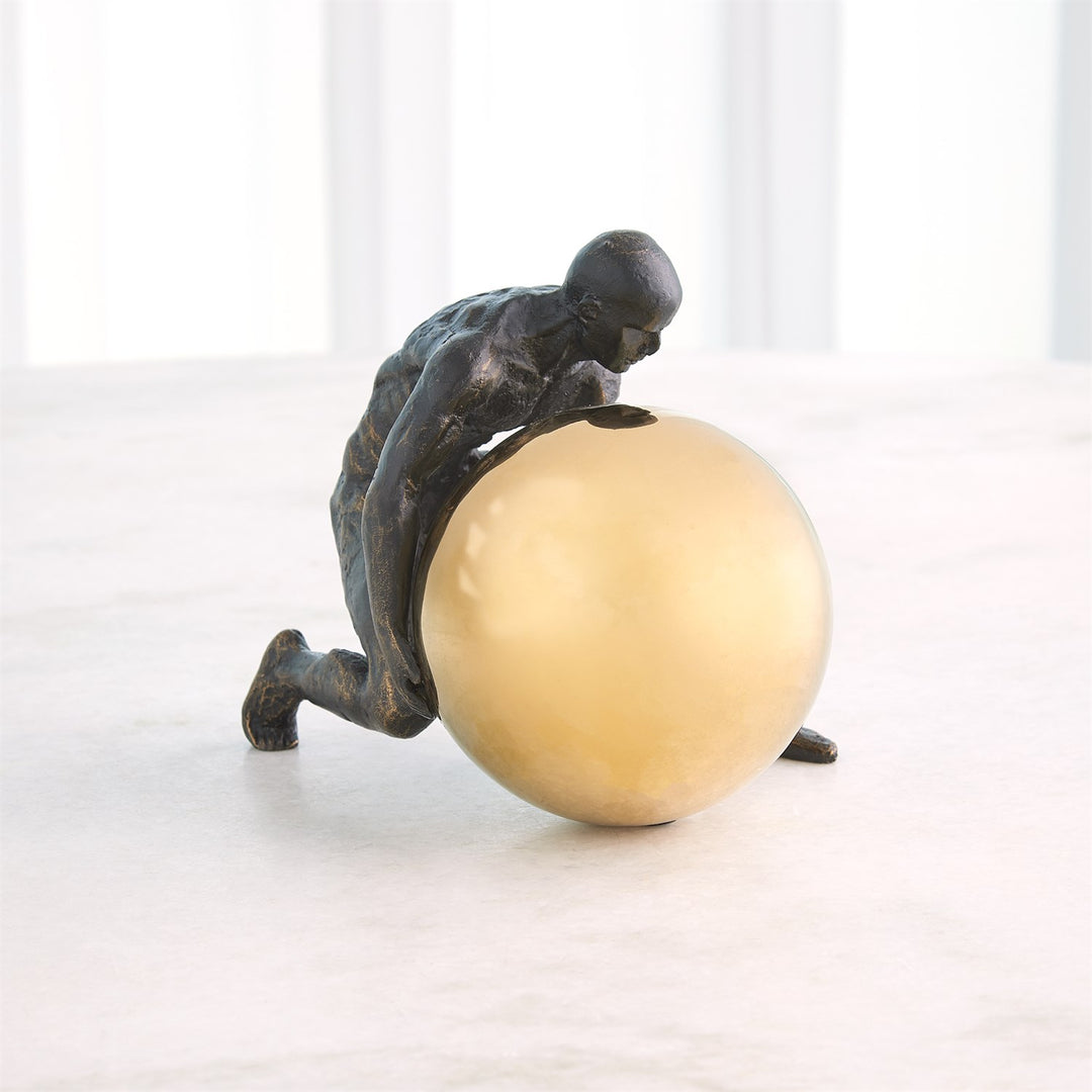 Boulder Man - Bronze w/Brass Sphere