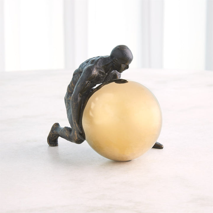 Boulder Man - Bronze w/Brass Sphere