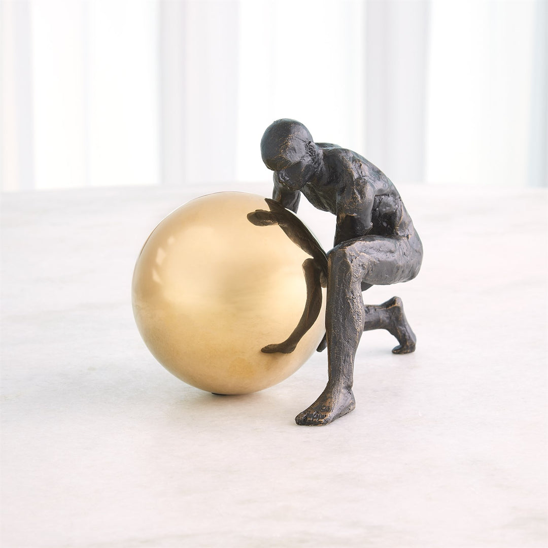 Boulder Man - Bronze w/Brass Sphere