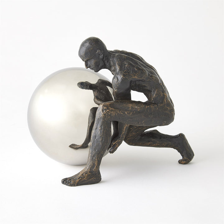 Boulder Man - Bronze w/Nickel Sphere