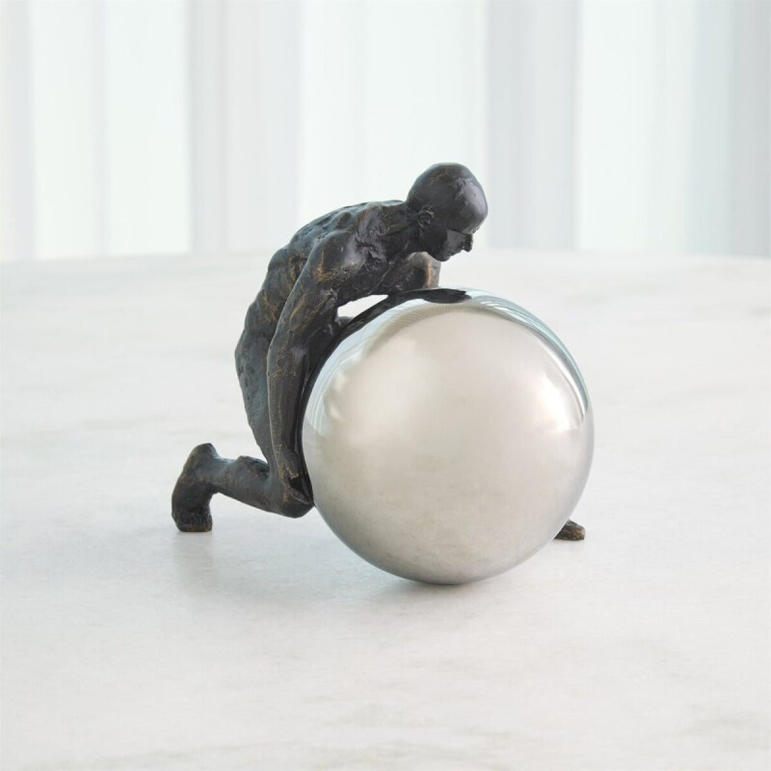 Boulder Man - Bronze w/Nickel Sphere