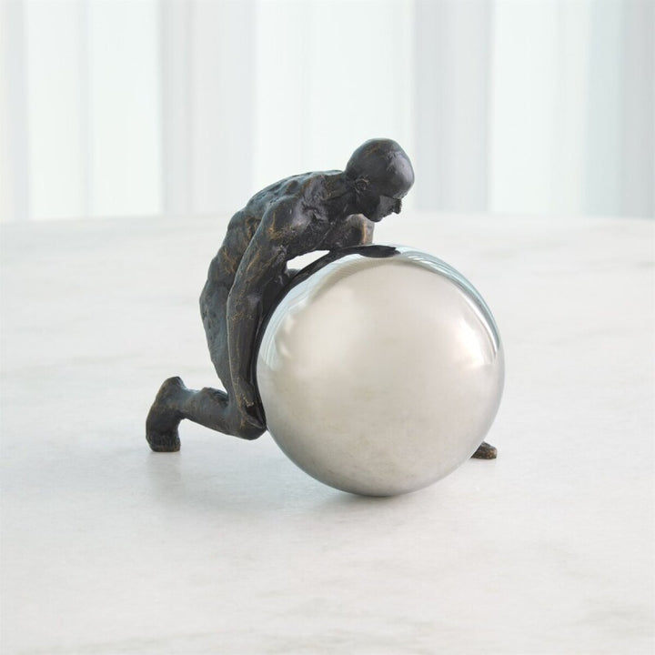 Boulder Man - Bronze w/Nickel Sphere