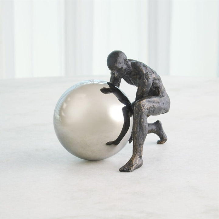 Boulder Man - Bronze w/Nickel Sphere