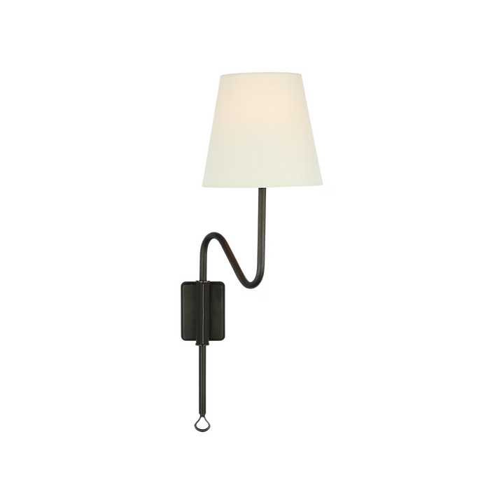 Griffin Articulating Sconce in Bronze &amp; Chocolate Leather