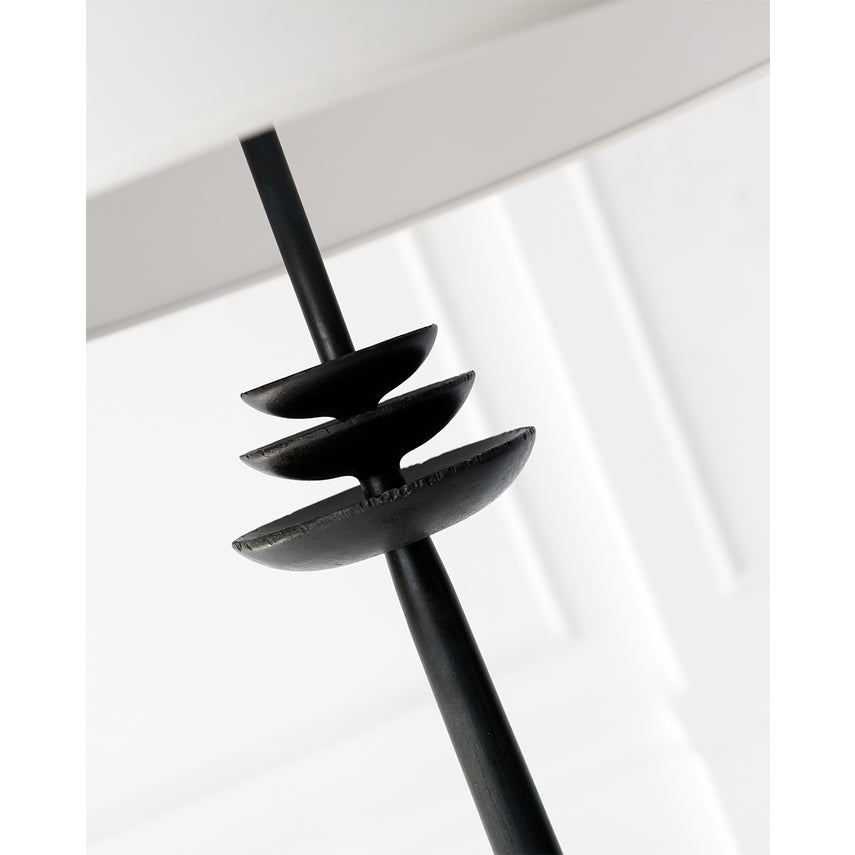 Beaumont Floor Lamp in Aged Iron with Linen Shade